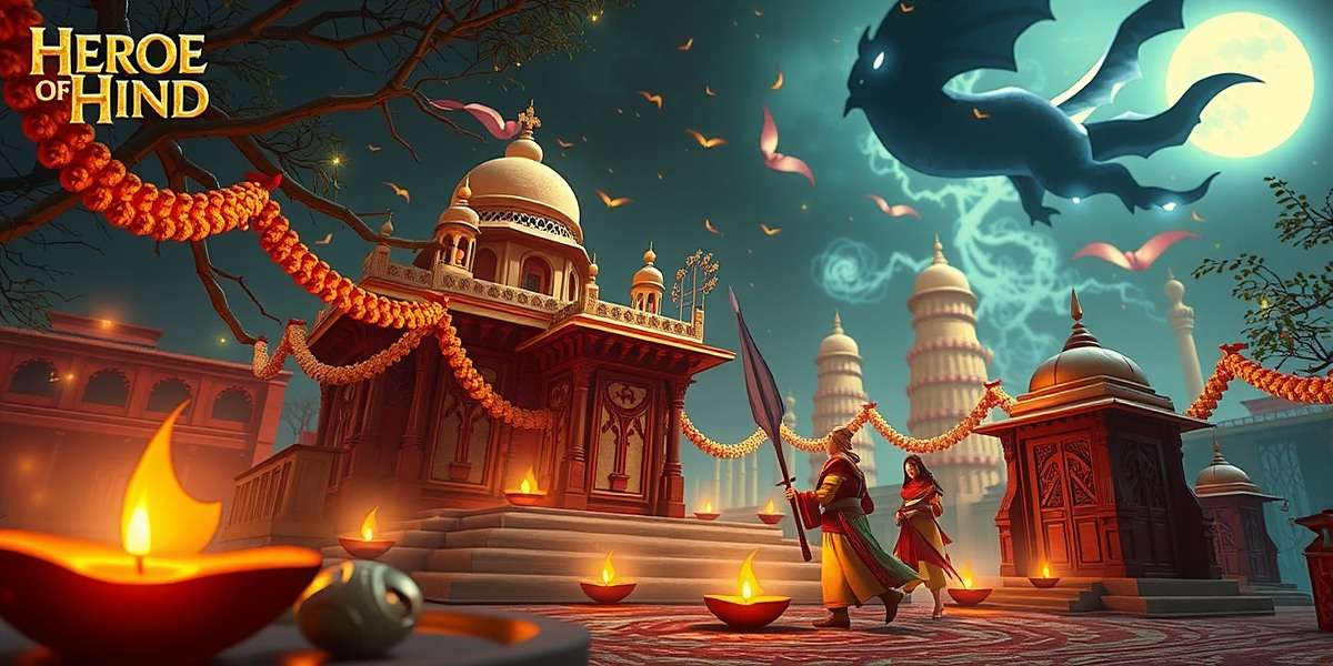 Mace Hero Of Hind Diwali event showing illuminated game world with special quests and decorations